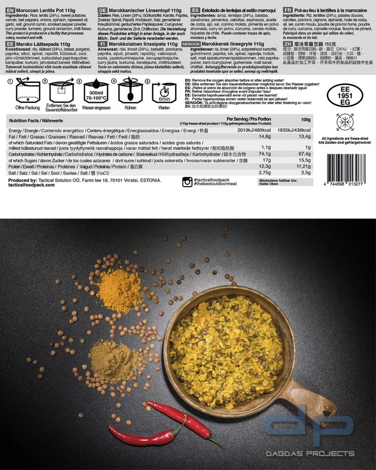TACTICAL FOODPACK® MAROCCAN LENTILS POT VP2