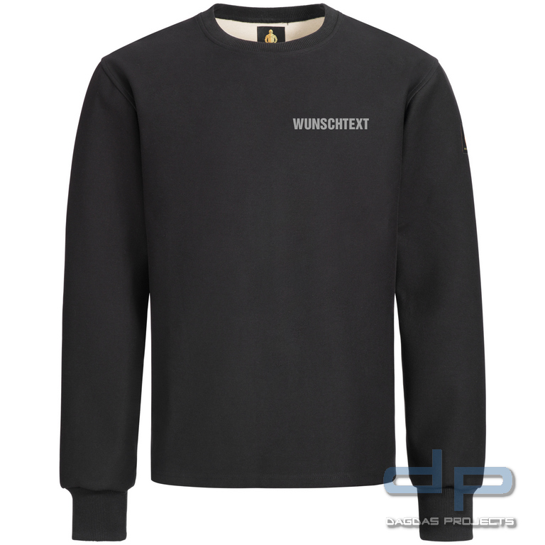 Brunnirok Schnittschutz-Langarmshirt Magdeburg schwarz mit Wunschaufdruck in reflex silber