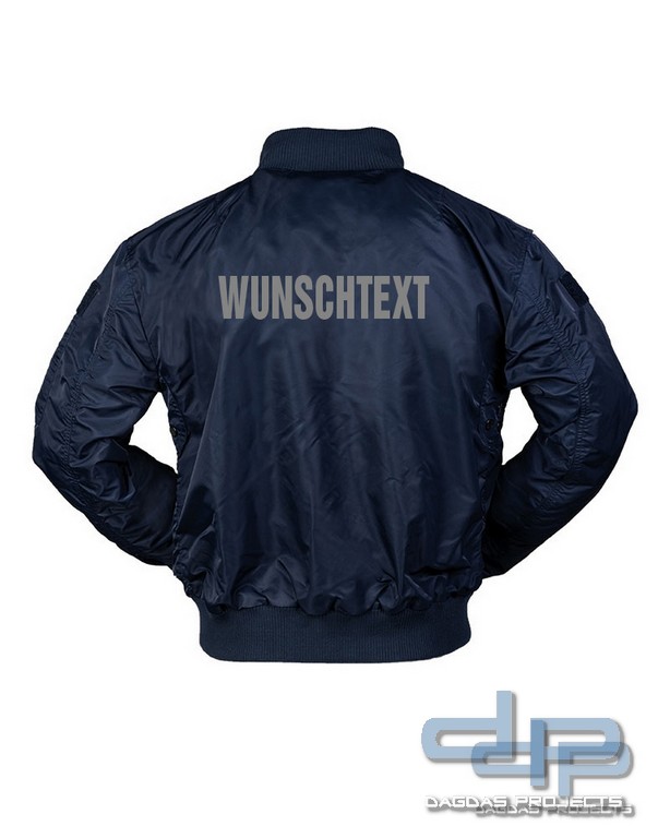 Bomberjacke mit Aufdruck nach Wunsch in reflex silber