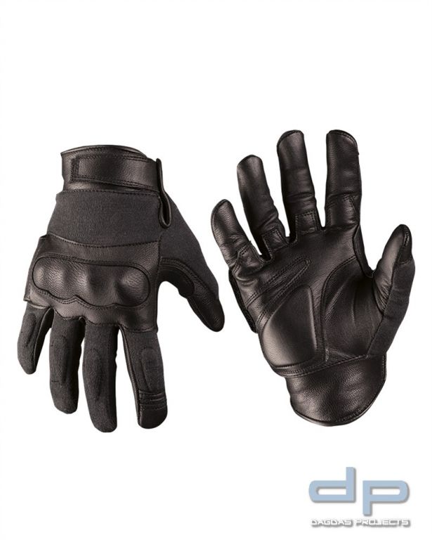 TACTICAL SCHNITTFESTE HANDSCHUHE LEDER/KEVLAR® SCHWARZ in S, L , XL und XXL