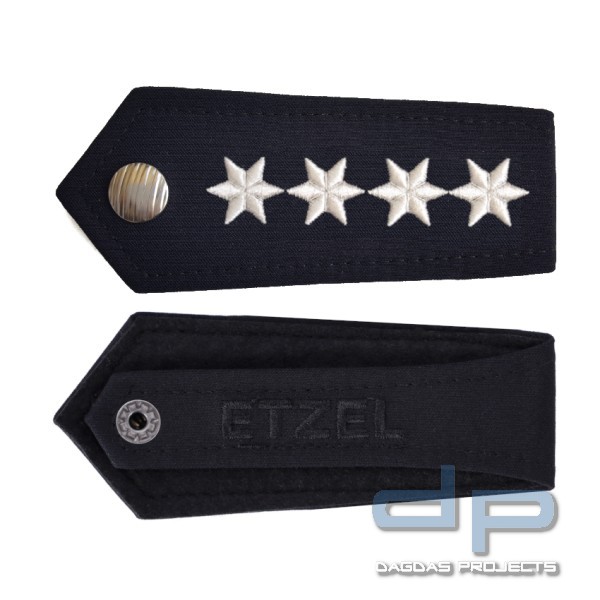 ETZEL Schulterklappen Paar mit Druckknopf Ausführung Hessen 4 Sterne silber