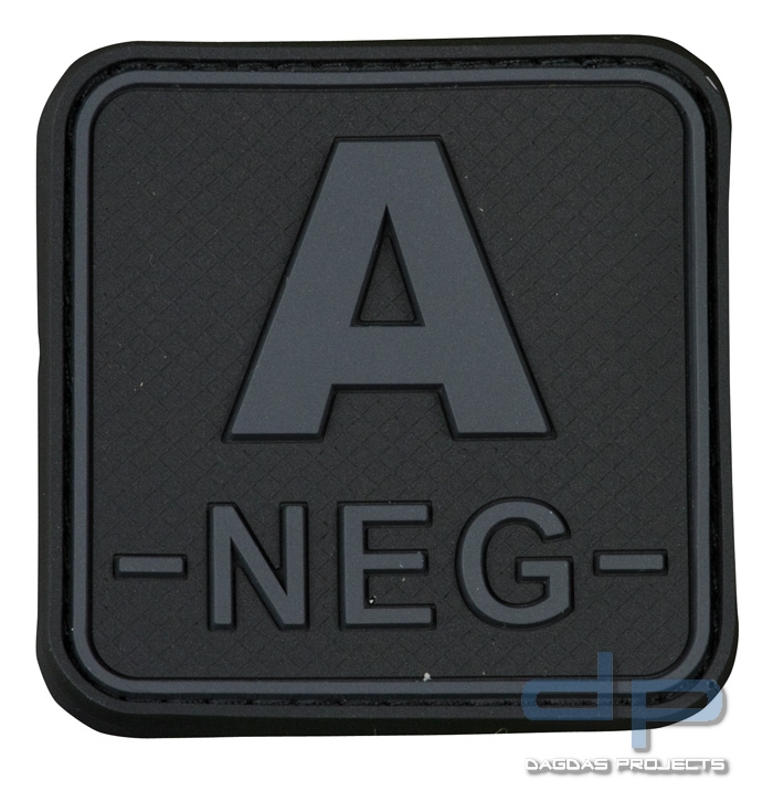 3D Blutgruppenpatch 50x50 Grau/Schwarz A neg -
