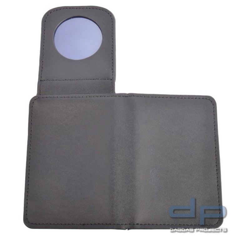 COP® RFID Dienstausweismäppchen OHNE DRUCK, rund, Scheckkartenformat, Leder