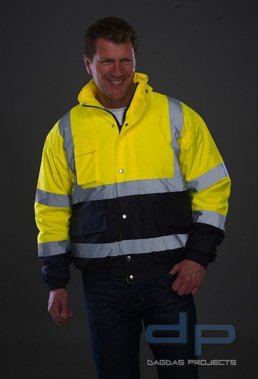 High Visibility Two-Tone Behörden Jacke in orange oder gelb mit Wunschaufdruck in reflex silber