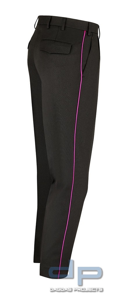 Feuerwehr Diensthose schwarz mit karmesinroter Biese Kammgarn-Trikot