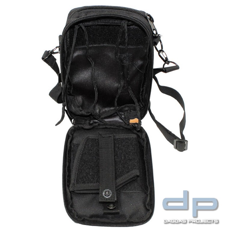 Gürtel-Umhängetasche, schwarz mit abnehmbaren Holster