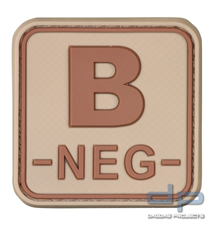 3D Blutgruppenpatch 50x50 Khaki/Braun B neg -