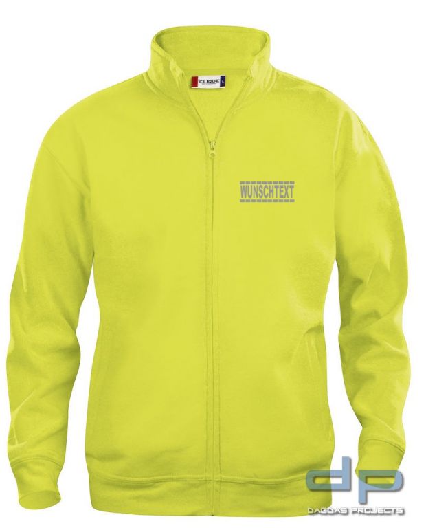 Sweat Jacke Behörde mit Wunschaufdruck gestrichelte Linien in verschiedenen Farben