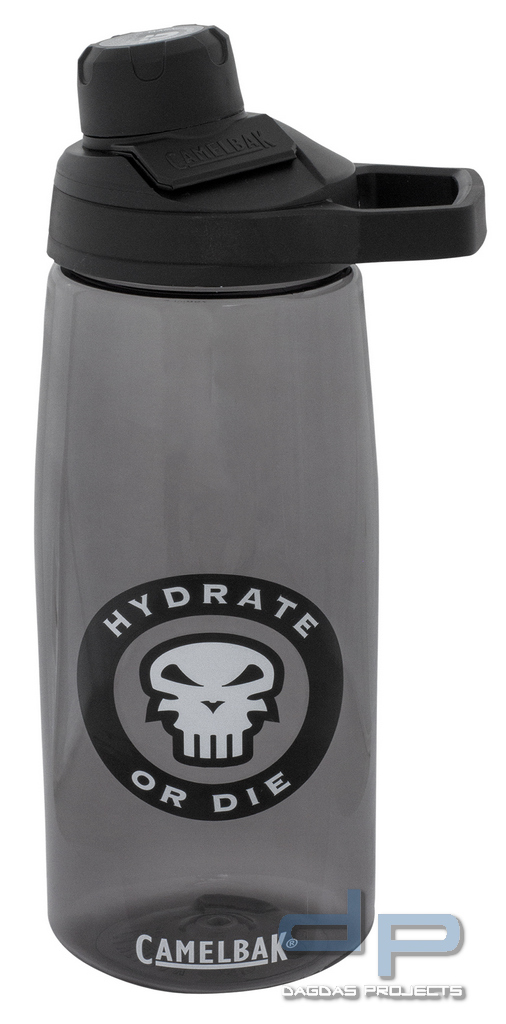 CamelBak Chute Trinkflasche 1,0L Charcoal Aufdruck "Hydrate or Die"