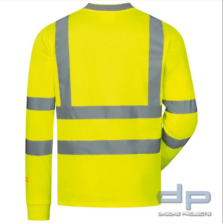 UV-WARNSCHUTZ LANGARM T-SHIRT in fluoreszierend gelb mit Wunschaufdruck auf dem Rücken