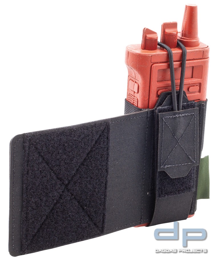 WAS Laser Cut Wing Velcro Adustable Radio Pouch (Links) Schwarz