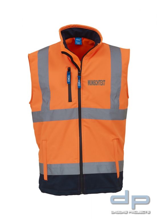 Hi Vis Softshell Gilet in verschiedenen Farben mit Wunschaufdruck in reflex silber