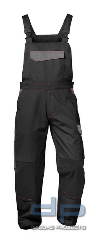 Twill Latzhose schwarz/grau