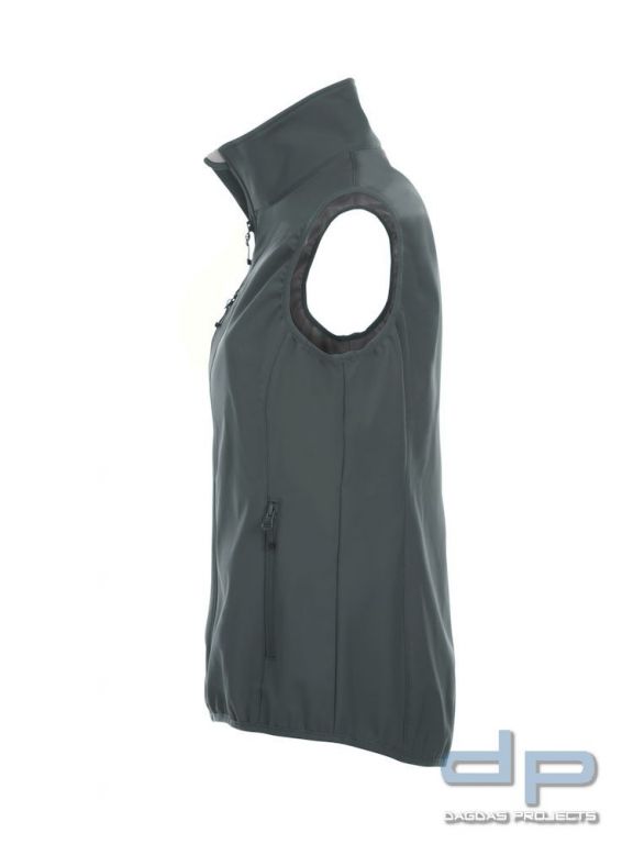 Basic Softshell Weste Ladies mit reflektierend silbernem Wunschaufdruck in verschiedenen Farben