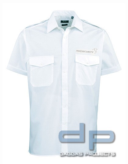 Pilot Hemd shortsleeve weiss mit 3-Fach Aufdruck MSS