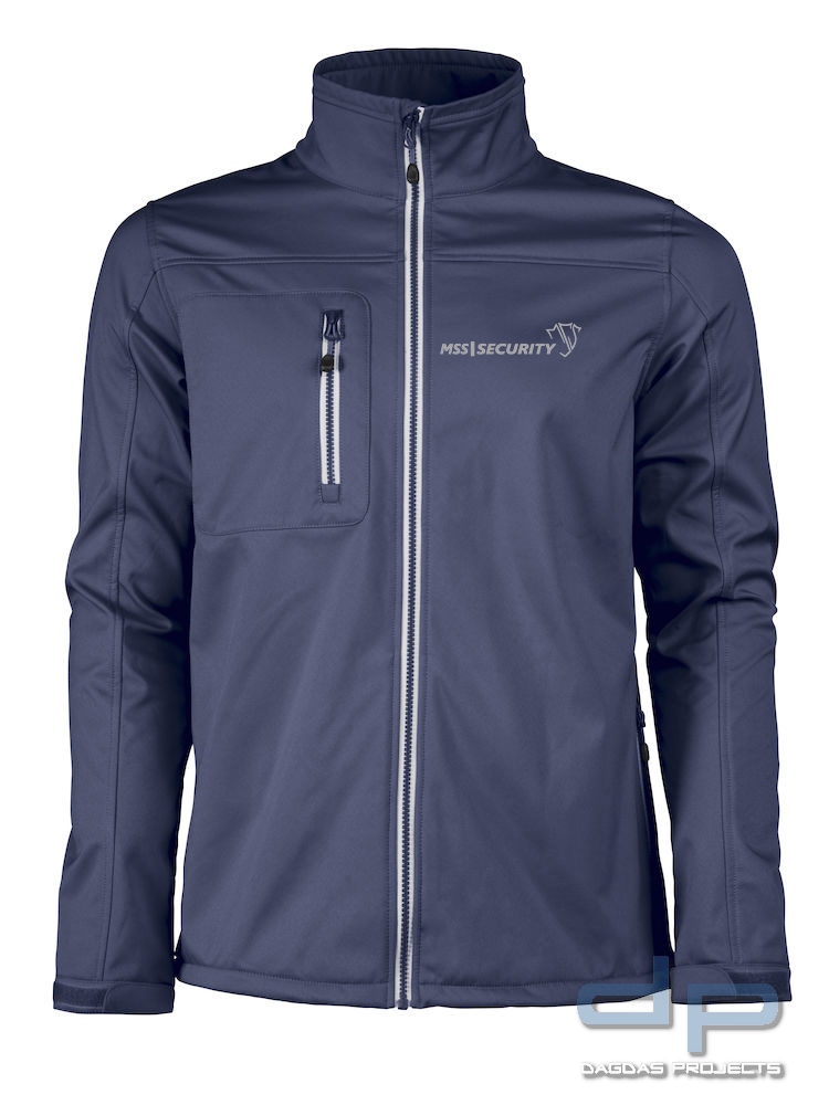 Behörden Softshelljacke Herren Dunkelblau mit 3 Fach Aufdruck MSS