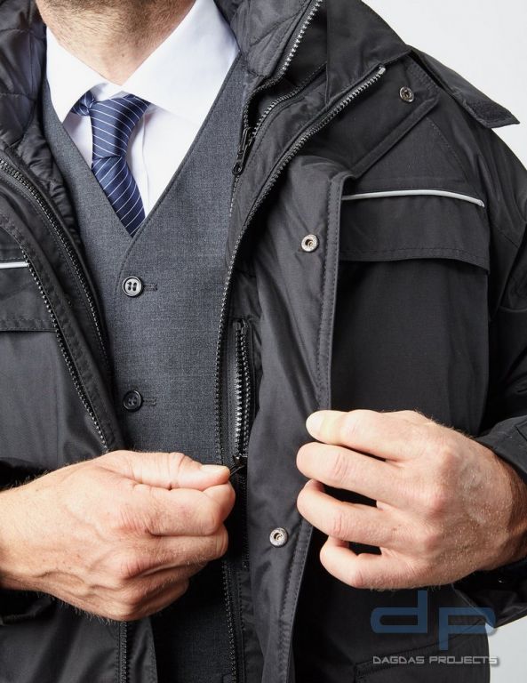 Behörden Parka Farbe: 9000 Schwarz mit Wunschtext in reflex silber