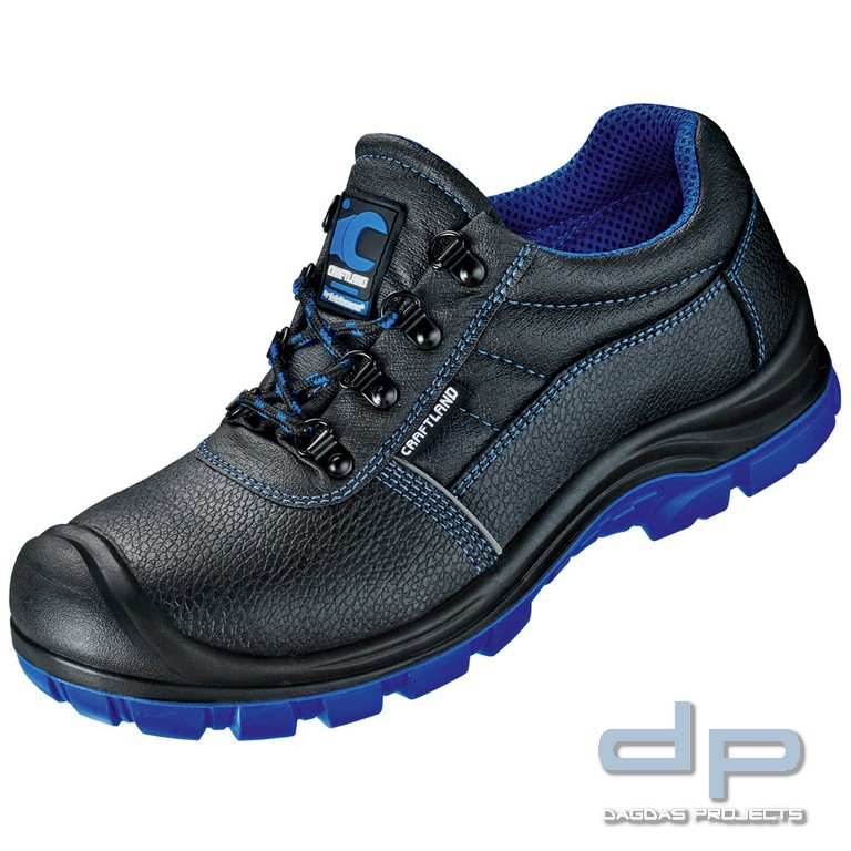 S1P Sicherheitshalbschuh in Schwarz mit blauen Applikationen