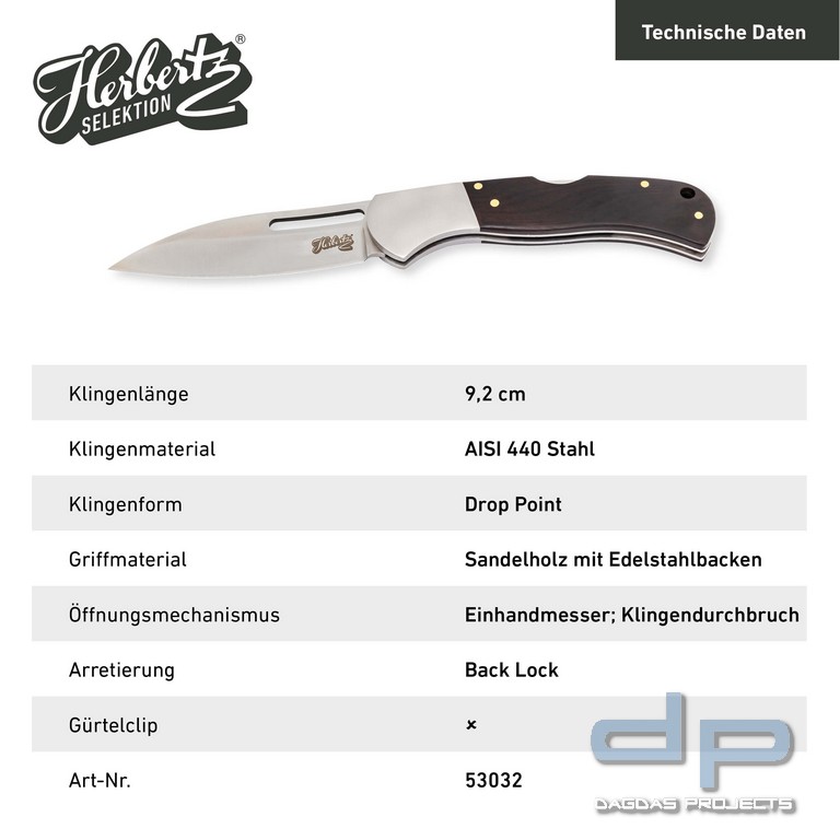 Einhandmesser Sandelholz