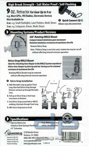 GEARKEEPER RT4-5174QC2 MOLLE U. VELCROADAPTER MIT SCHLÜSSELRING