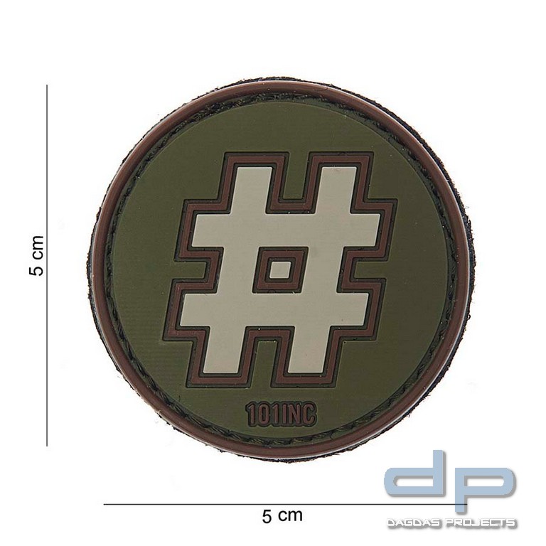 Emblem 3D PVC Hashtag grün