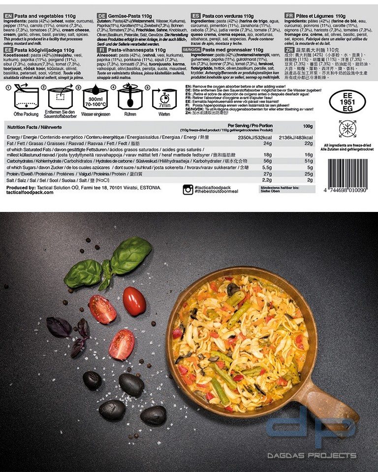 TACTICAL FOODPACK® PASTA AND VEGETABLES VP2