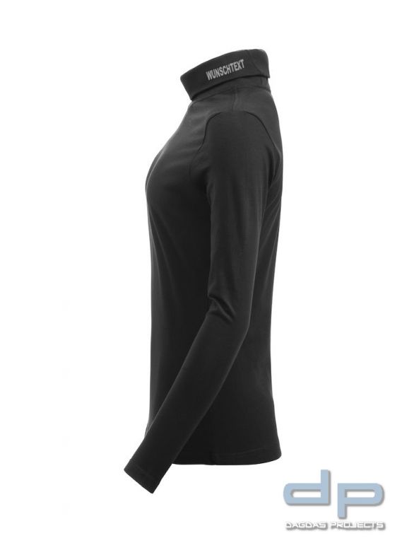 Damen Behörden Rollkragen-Shirt mit Wunschtext am Kragen