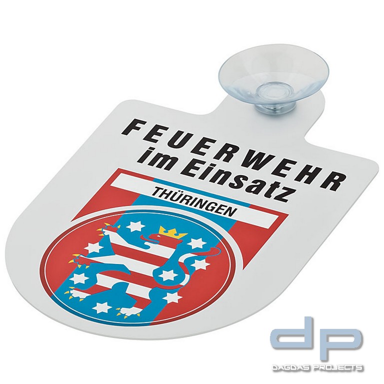 Alu Saugnapf Wappen Schild Feuerwehr im Einsatz mit Wappen Thüringen