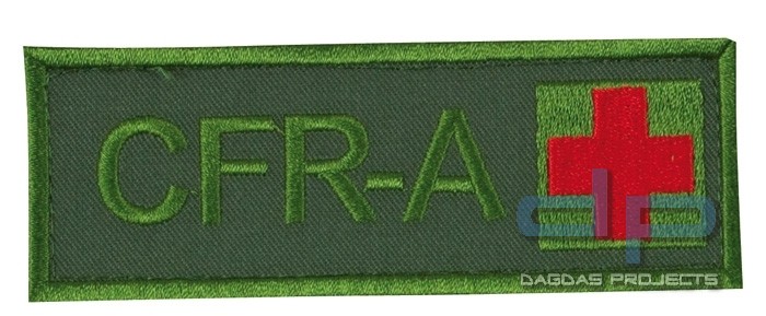 Schriftzug CFR-A mit Kreuz Oliv/Rot auf Klett