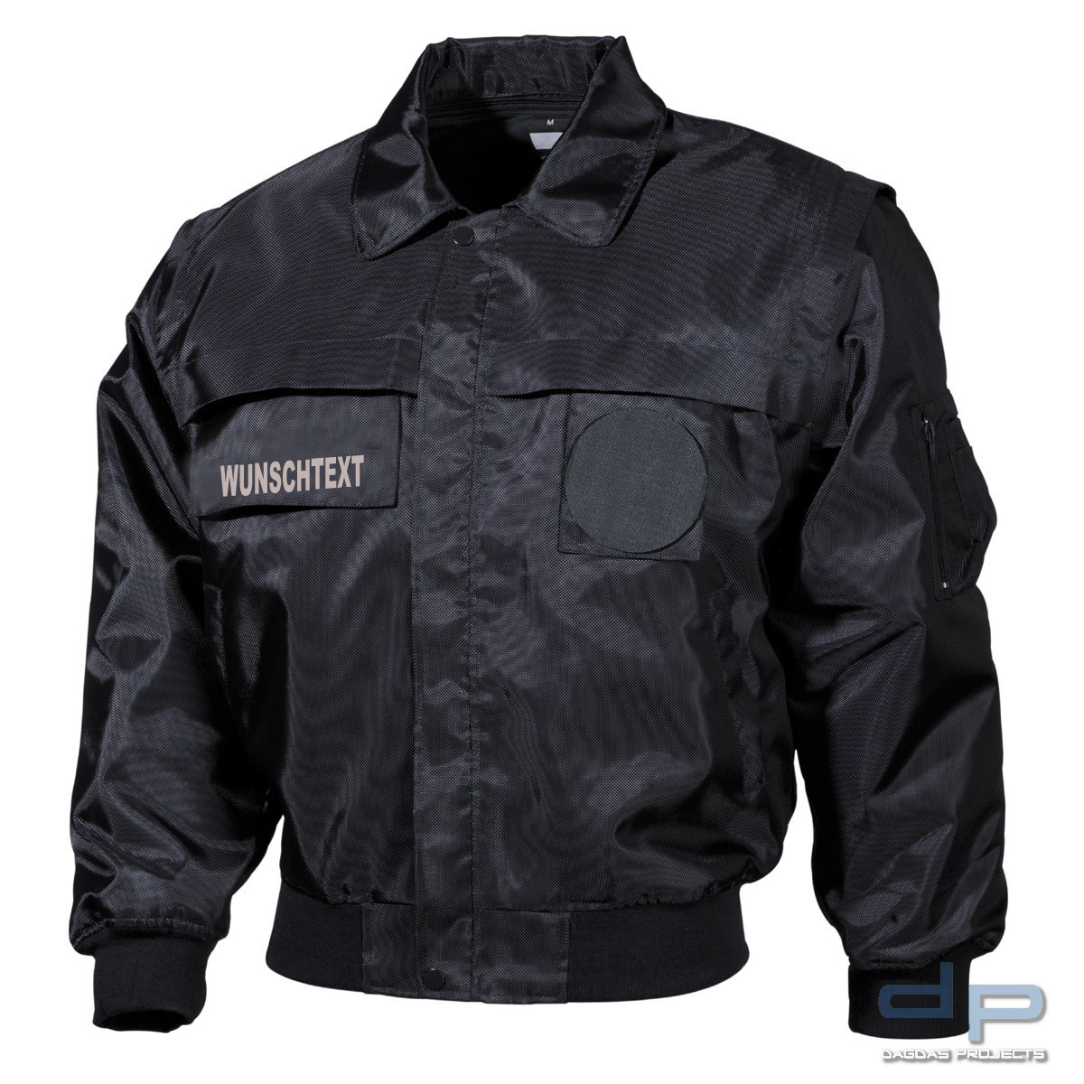 Blouson, "Security", blau mit Wunschaufdruck in reflex silber