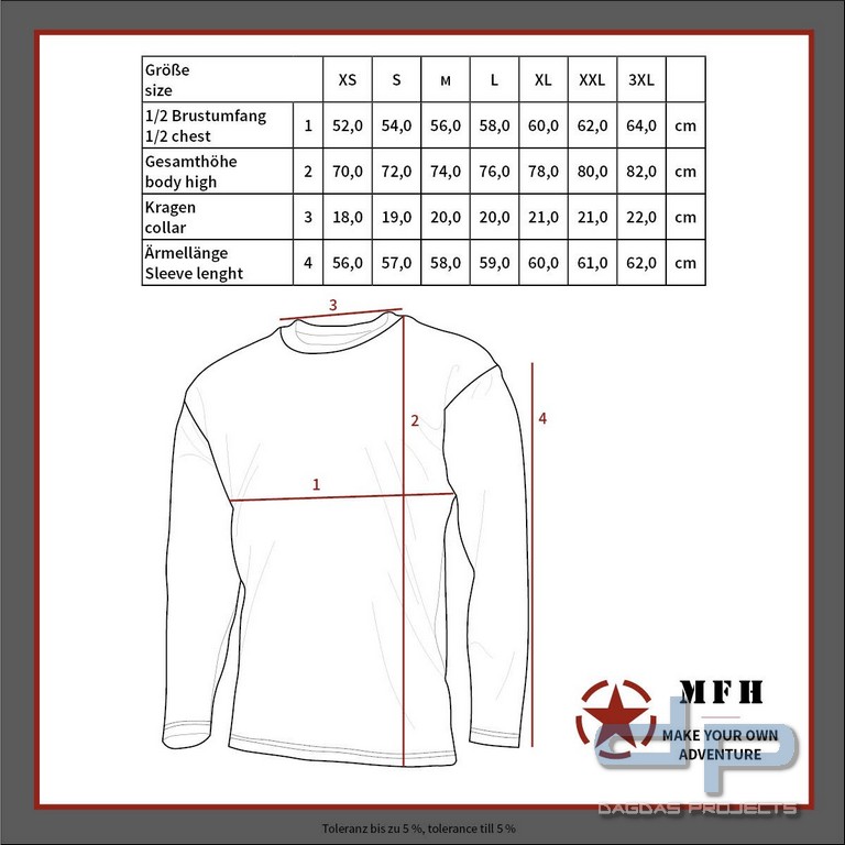 US Shirt, langarm, schwarz, mit Ärmeltaschen