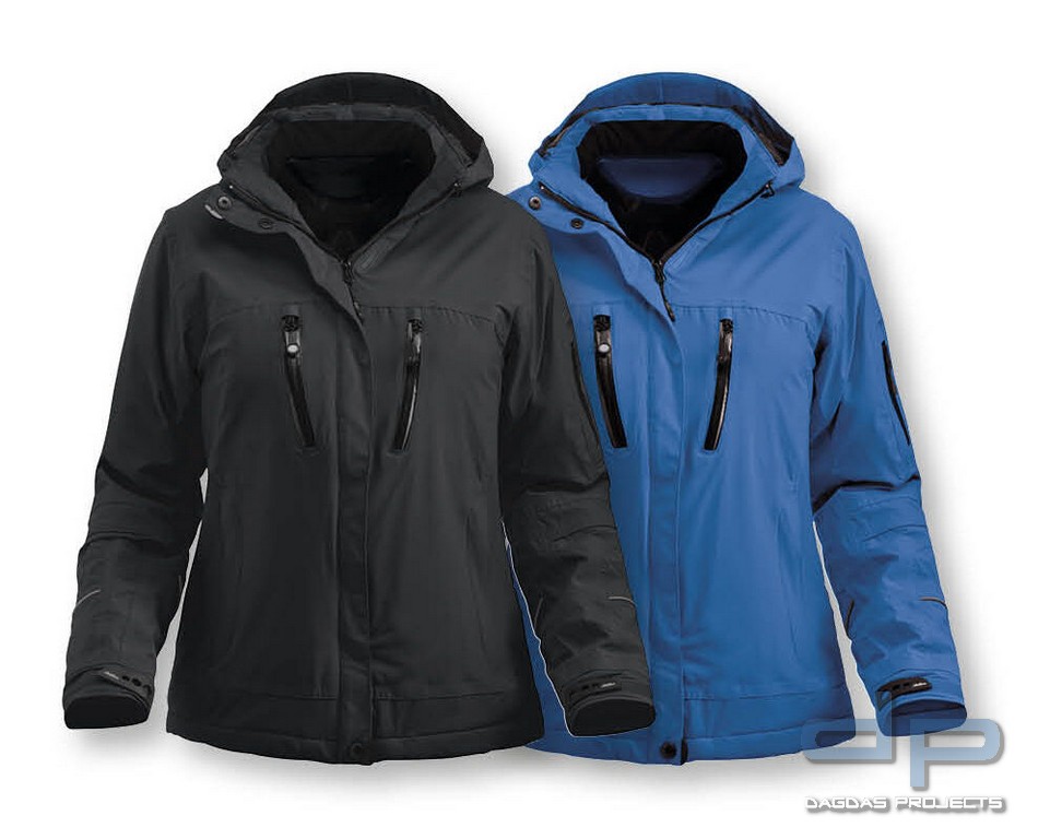 Damen Behörden Softshelljacke "Sparta" in Royalblau und Schwarz mit Aufdruck nach Wunsch