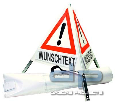Dönges Klett-Faltsignal 90 cm retrorefl. mit 3 x Klettschild "Sonderbeschriftung"