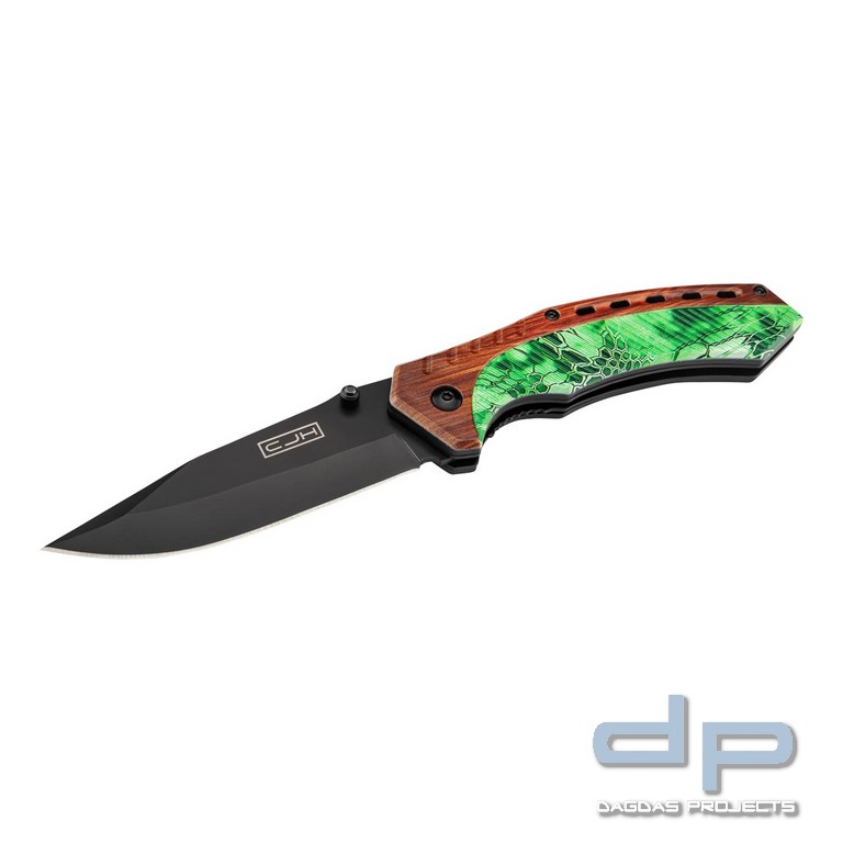 CJH Einhandmesser Holz/Camo mit schöner Lackierung in Holz und Camouflage Optik