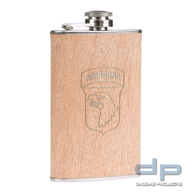 Stainless Steel Flachmann 5 oz 101st Airborne Holzoptik