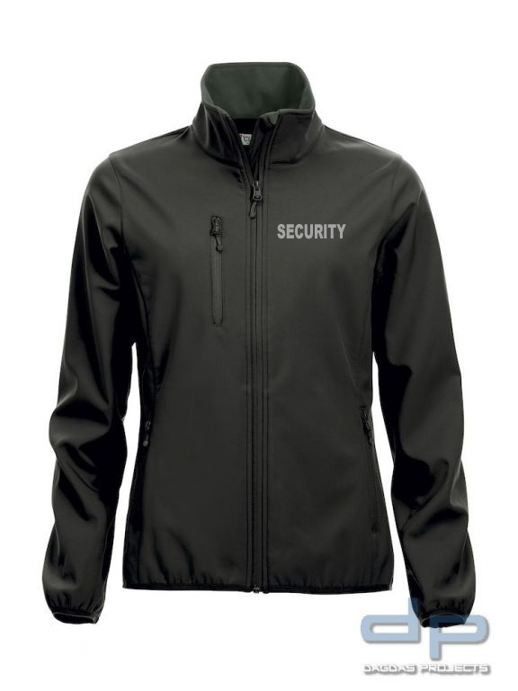 Basic Softshell Jacket Ladies mit reflektierend silbernem Wunschaufdruck in verschiedenen Farben