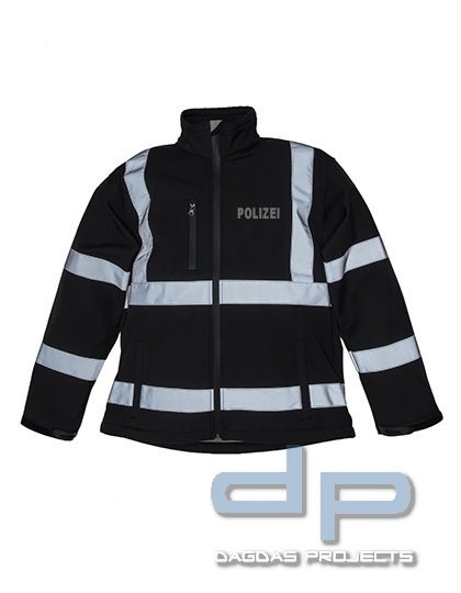High Visibility 2 Bands &amp; Braces Softshell Jacket mit Wunschaufdruck in reflex silber