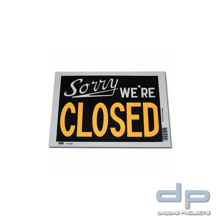 Plastik Platte klein Sorry we're Closed