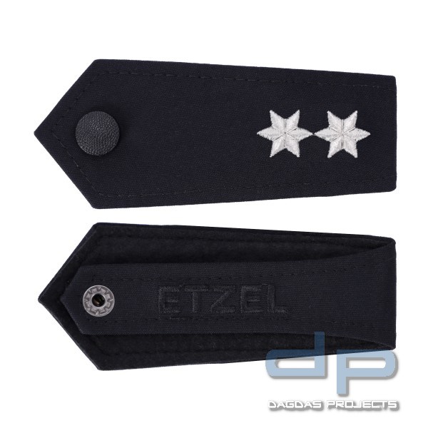 ETZEL Schulterklappen Paar mit Druckknopf 2 Sterne Silber - Polizeioberkommissar/in