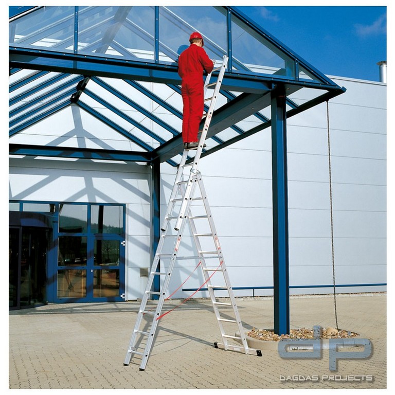 Alu-Mehrzweckleiter 3-teilig, Sprossen 3 x 14, 940 / 405 cm, 1090 cm
