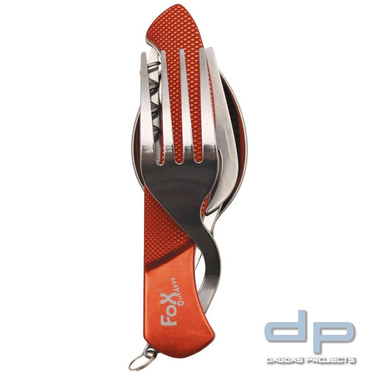 Taschenmesserbesteck, 6 in 1, rot, teilbar 5 Stück