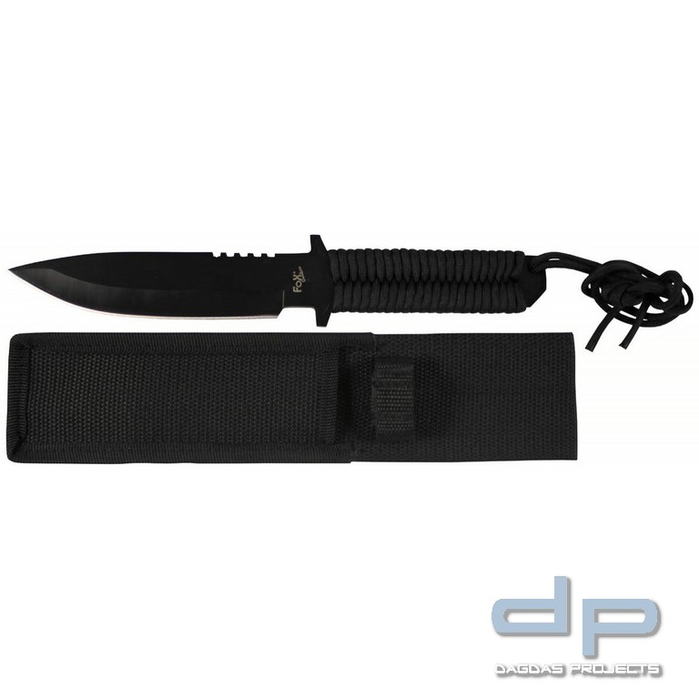 Messer mit festst. Klinge, schwarz, Griff schwarz umw.