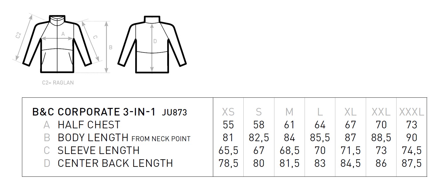 Jacket Corporate 3-in-1 in verschiedenen Farben mit Wunschaufdruck auf Brust und Rücken