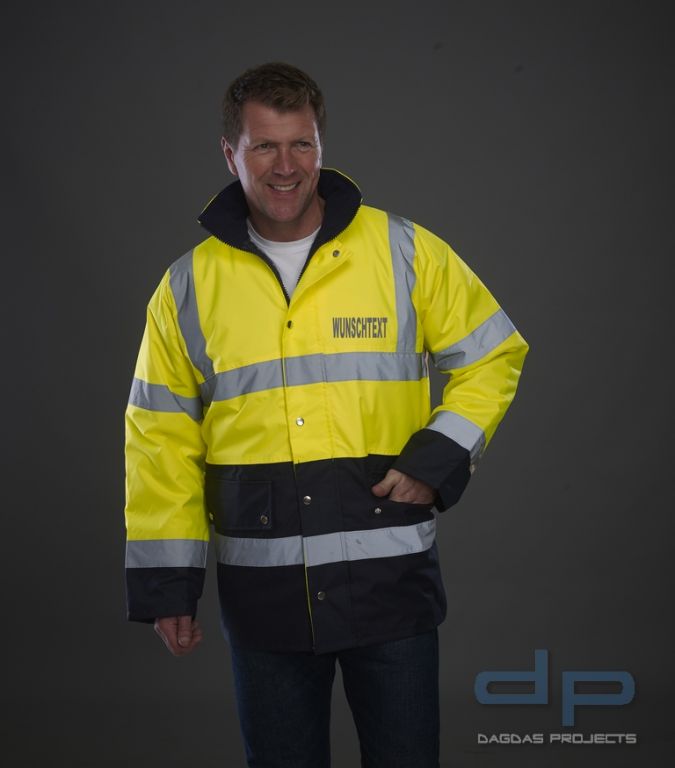High Visibility Two-Tone Motorway Jacket in verschiedenen Farben mit Wunschbeschriftung in reflex si