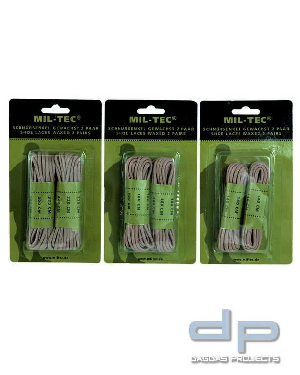 SCHNÜRSENKEL GEWACHST COYOTE 220CM VPE 24