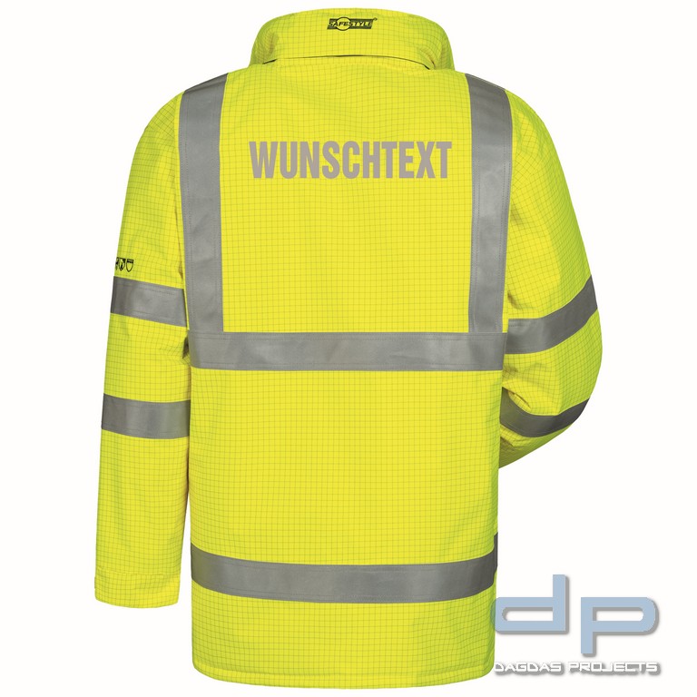 Safestyle MULTINORM WINTERJACKE in Gelb mit Aufdruck nach Wunsch auf Brust und Rücken