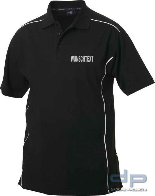 Behörden Polo Piqué Herren Schwarz mit Wunschaufdruck