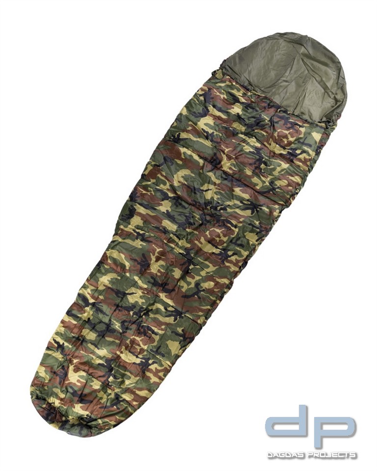 Schlafsack Commando mit Packsack woodland VPE 2