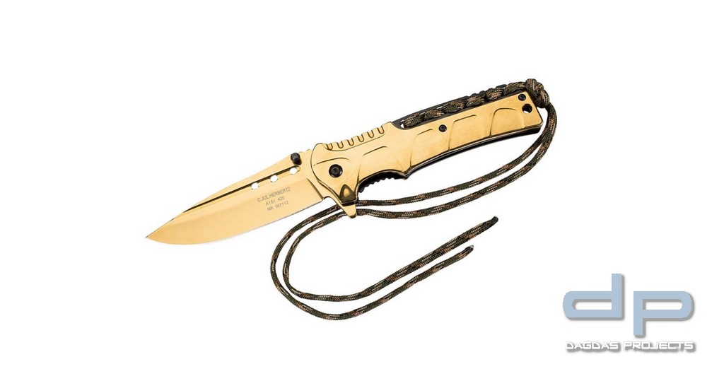 Einhandmesser mit einer außergewöhnlichen, goldfarbenen Beschichtung