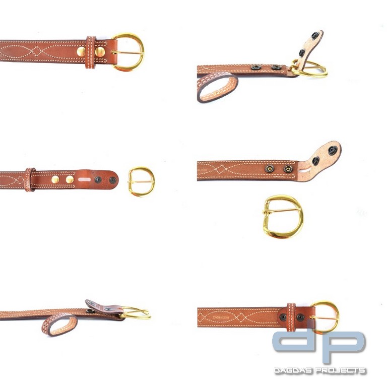 BIANCHI® B9 Wendegürtel mit Ziernähten, Leder, braun, 45 mm